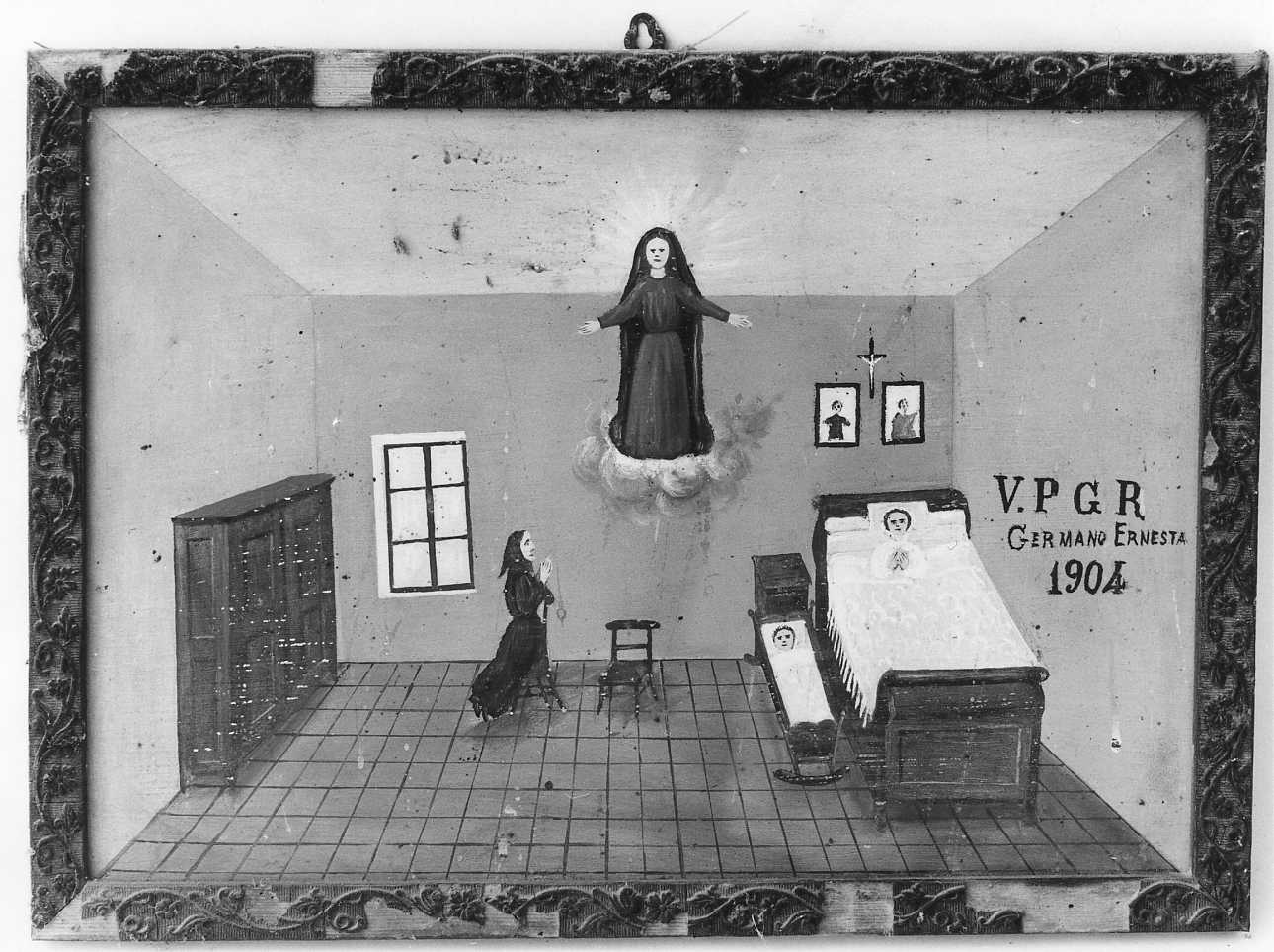 Intervento della Madonna per guarigione (ex voto, opera isolata) - ambito piemontese (inizio sec. XX)