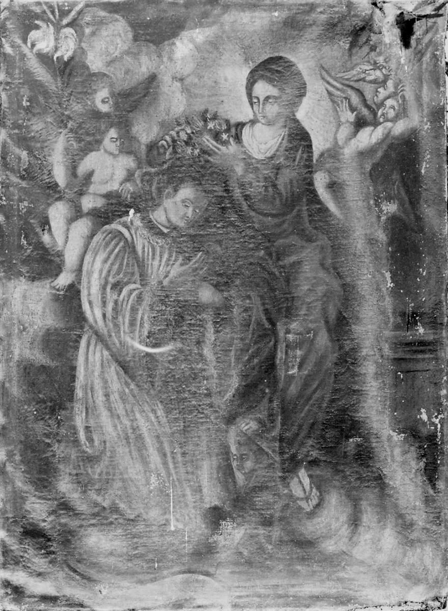 Maria Vergine che incorona un santo (dipinto, opera isolata) - ambito biellese (sec. XVII)