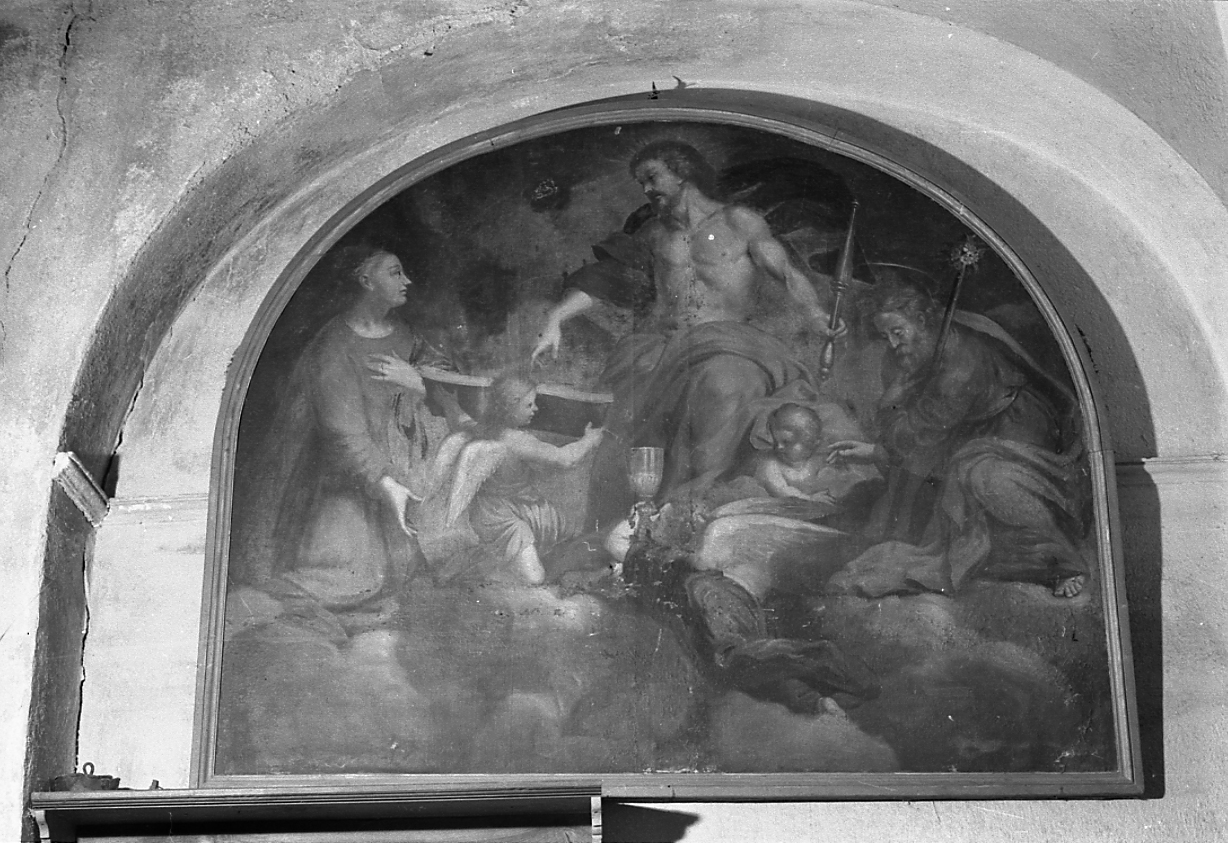 Cristo risorto tra la Madonna e San Giuseppe (dipinto, opera isolata) - ambito biellese (sec. XVII)