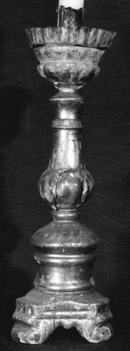 candeliere, opera isolata - bottega vercellese (fine/inizio secc. XVIII/ XIX)