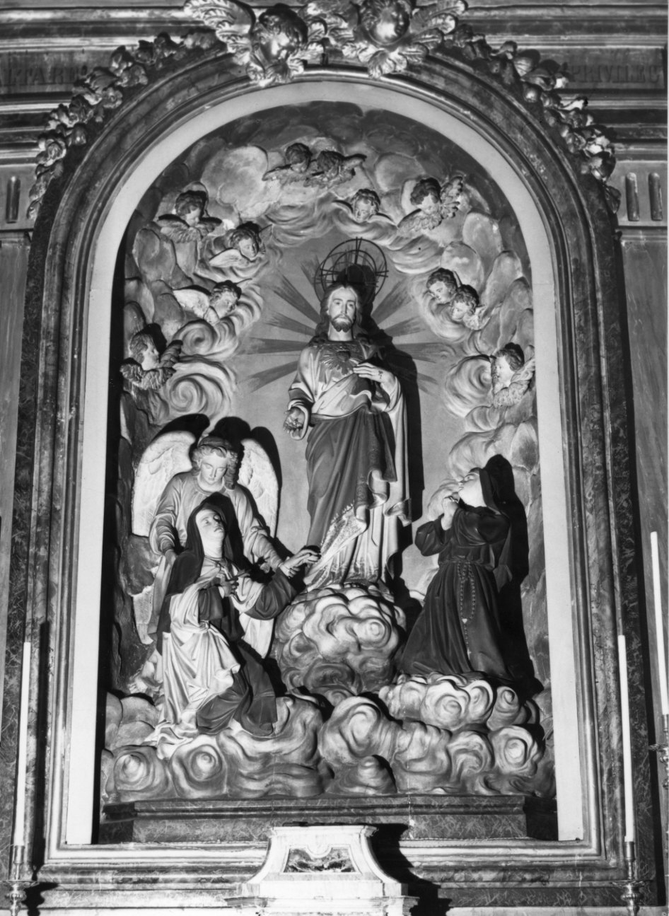 apparizione del Sacro Cuore di Gesù a Santa Margherita Maria Alacoque e Santa Teresa (gruppo scultoreo, opera isolata) - bottega biellese (inizio sec. XX)