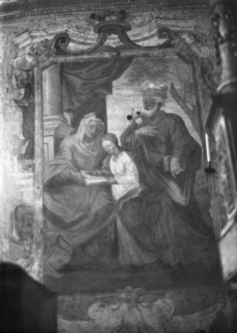 Sant'Anna insegna a leggere a Maria Vergine (dipinto, opera isolata) - ambito lombardo-piemontese (prima metà sec. XVIII)