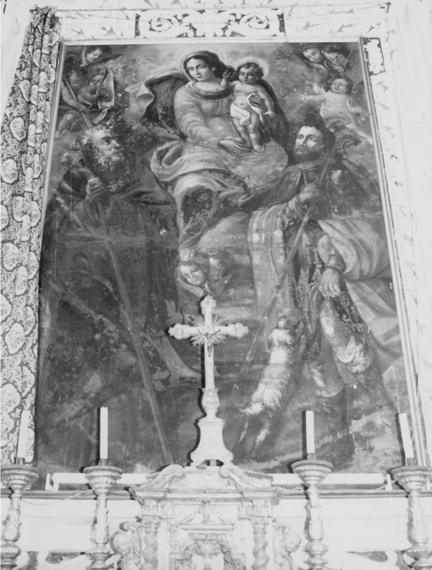 Madonna con Bambino e angeli tra Sant'Antonio Abate e San Rocco (pala d'altare, opera isolata) - ambito vercellese (prima metà sec. XVIII)