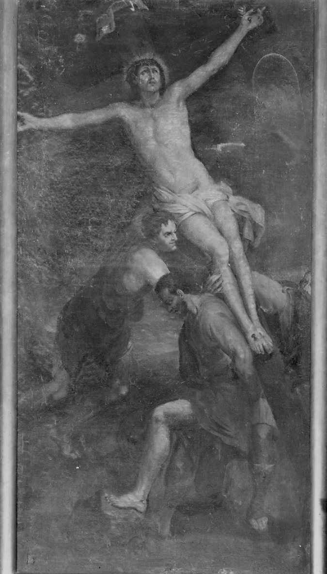 Cristo issato sulla croce (dipinto, opera isolata) - ambito piemontese (sec. XVII)