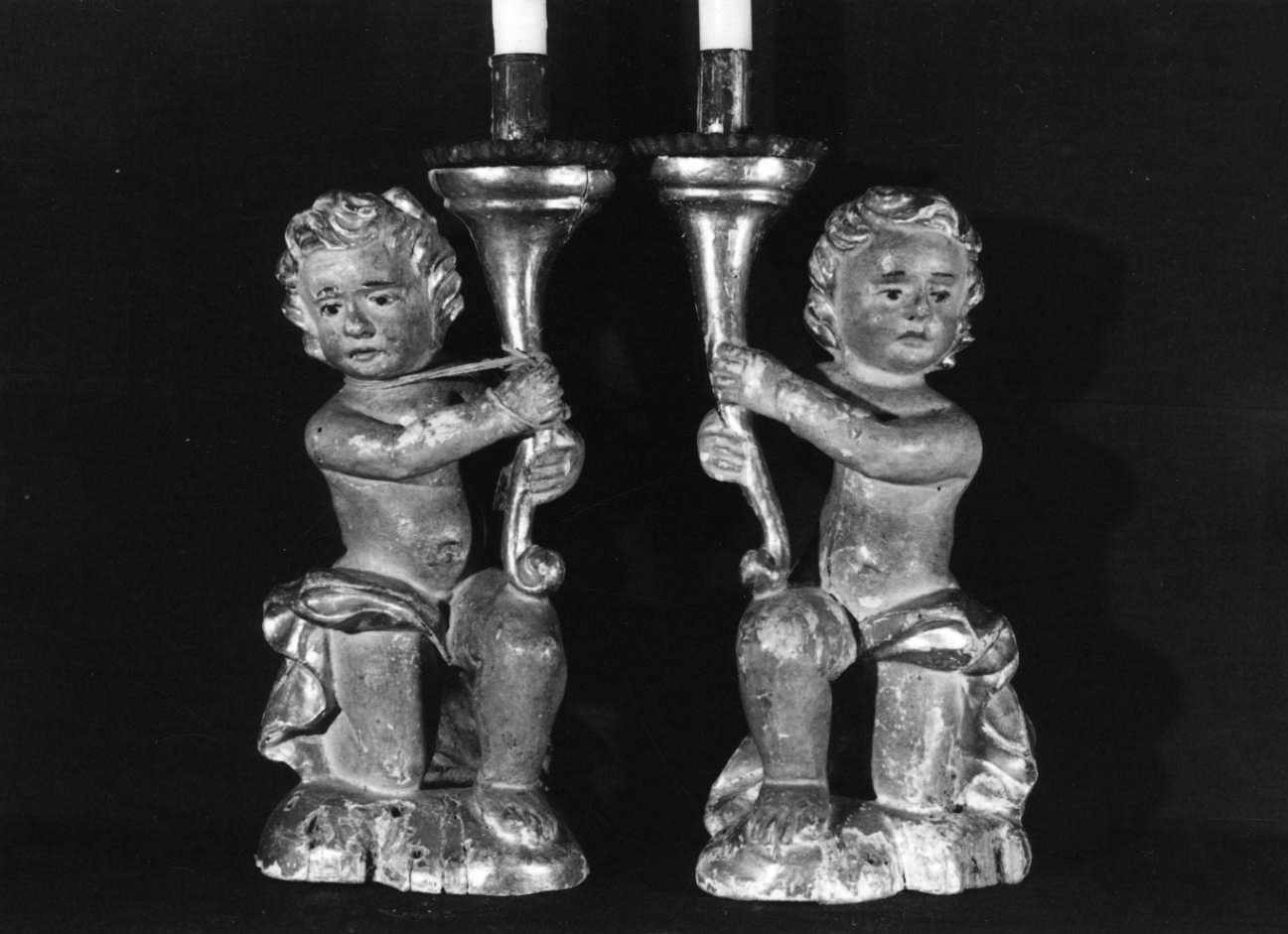 angelo (candelabro - a statuetta, serie) - bottega vercellese (fine/inizio secc. XVII/ XVIII)