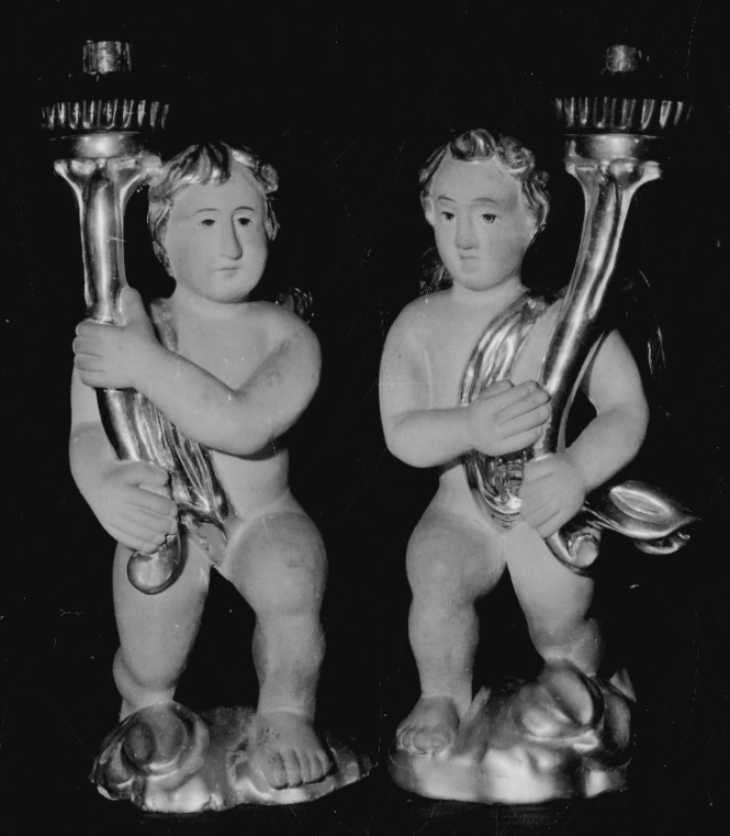 angelo (candelabro - a statuetta, serie) - bottega vercellese (fine/inizio secc. XVI/ XVIII)
