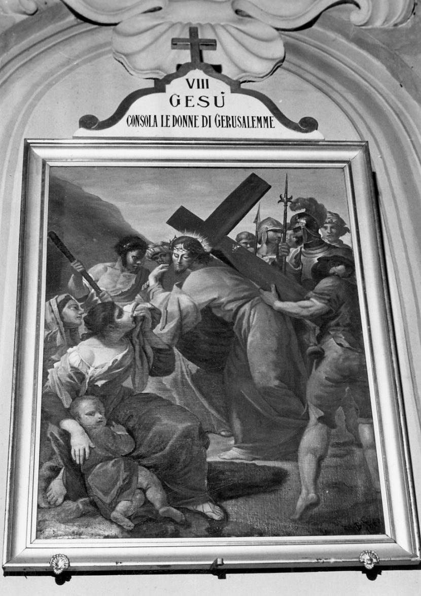 stazione VIII: Gesù consola le donne di Gerusalemme (dipinto) di Belotti Carlo (terzo quarto sec. XIX)