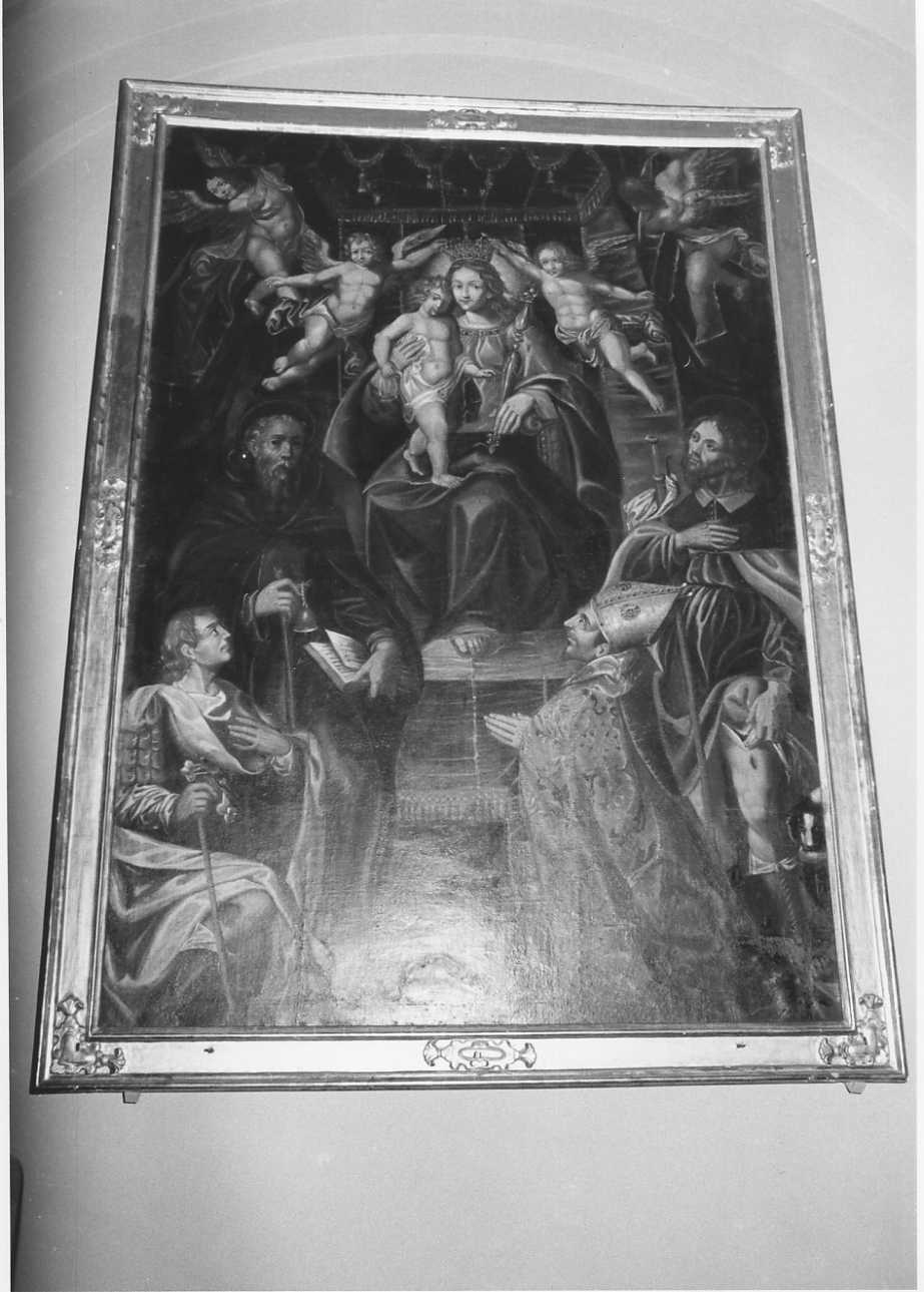 Madonna con Bambino in trono con Sant'antonio Abate, San Rocco, Sant'Alessio e Sant'Eligio (dipinto, opera isolata) - ambito piemontese (sec. XVIII)