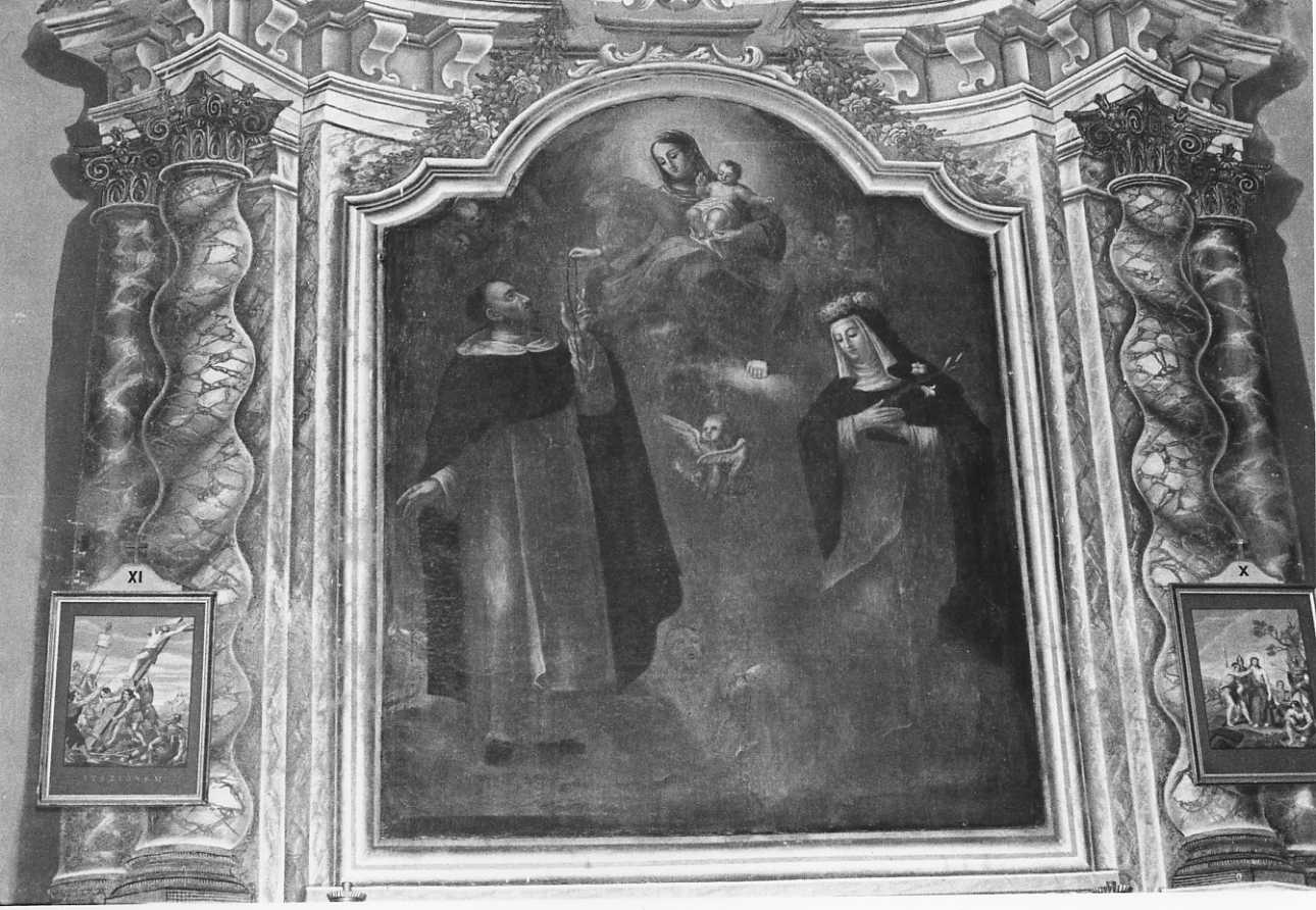Madonna del Rosario con San Domenico, Santa Caterina e anime purganti (dipinto, opera isolata) - ambito piemontese (sec. XVIII)