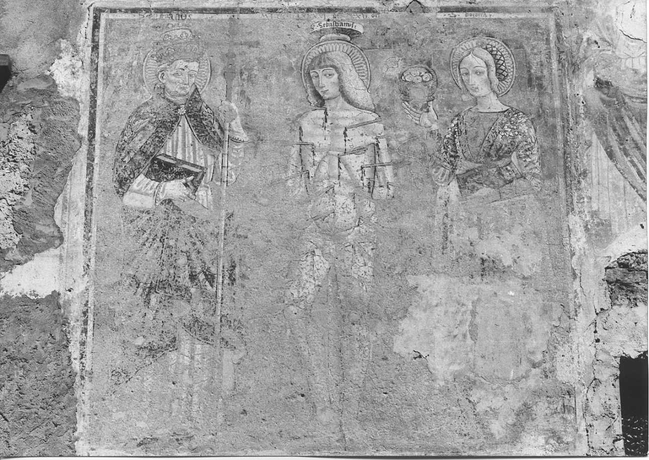 San Fabiano, San Sebastiano e Santa Dorotea (dipinto, opera isolata) - ambito lombardo (metà sec. XV)
