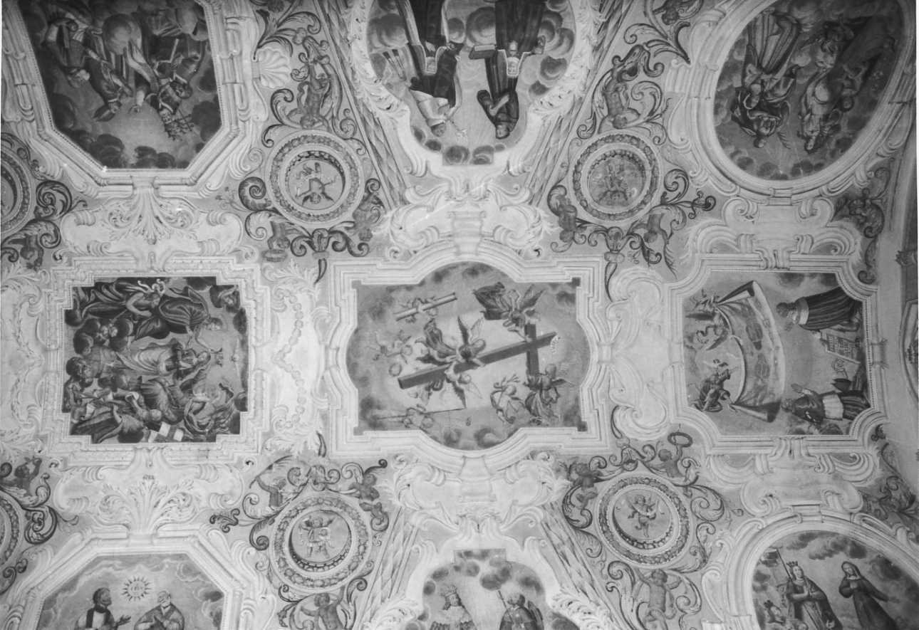 episodi della vita di Maria Vergine, santi e simboli della passione (decorazione pittorica, insieme) di Lace Pietro (fine sec. XVII)