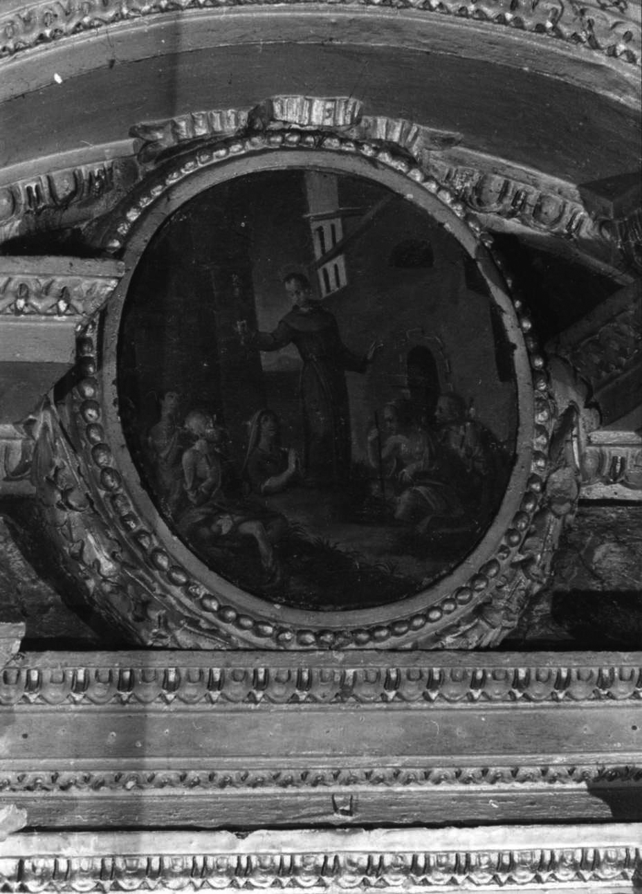 beato Salvatore d'Orta distribuisce l'elemosina (dipinto, opera isolata) - ambito piemontese (fine/inizio secc. XVII/ XVIII)