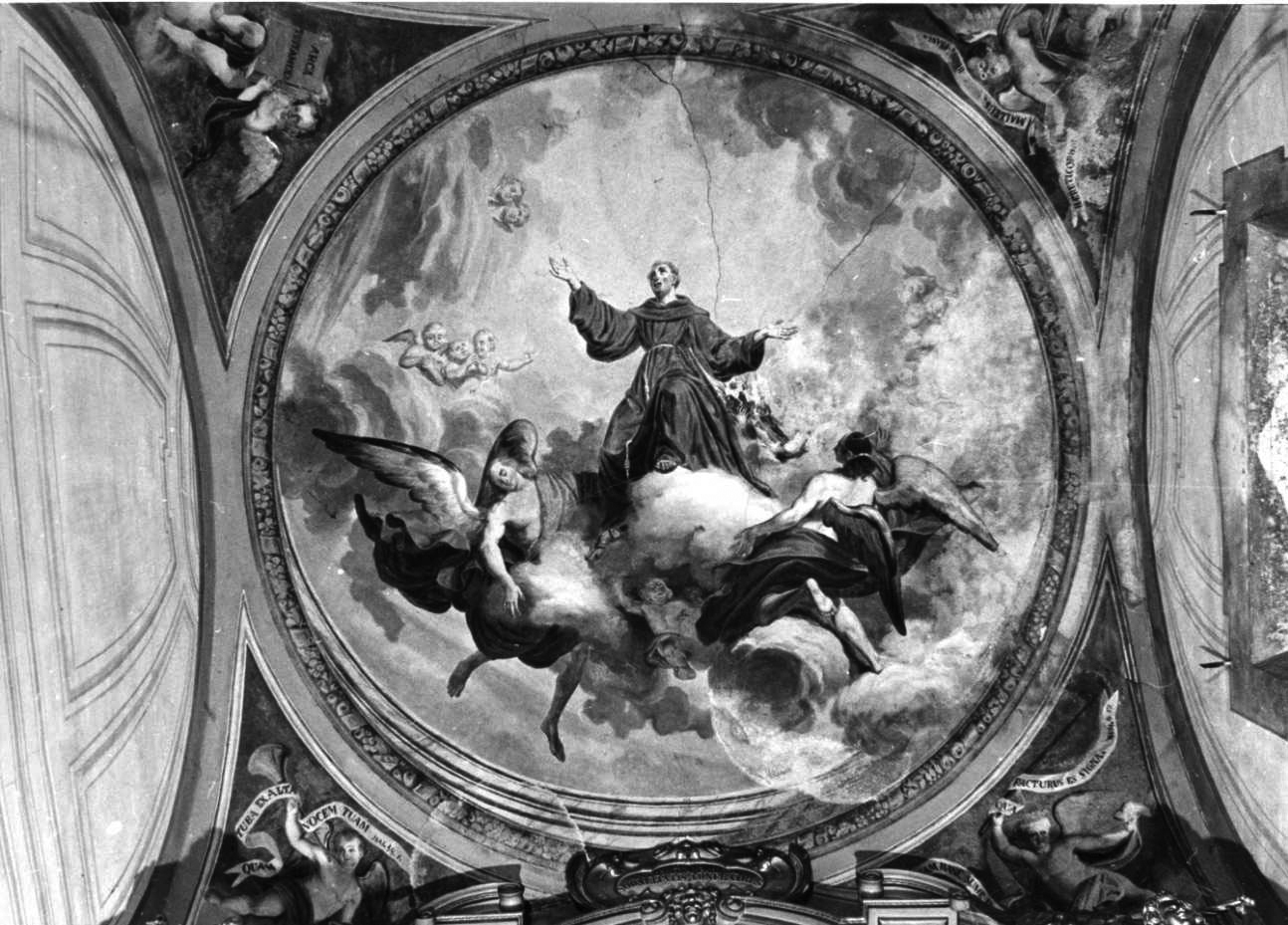 angelo con cartiglio (dipinto, elemento d'insieme) - ambito Italia nord-occidentale (metà sec. XVIII)