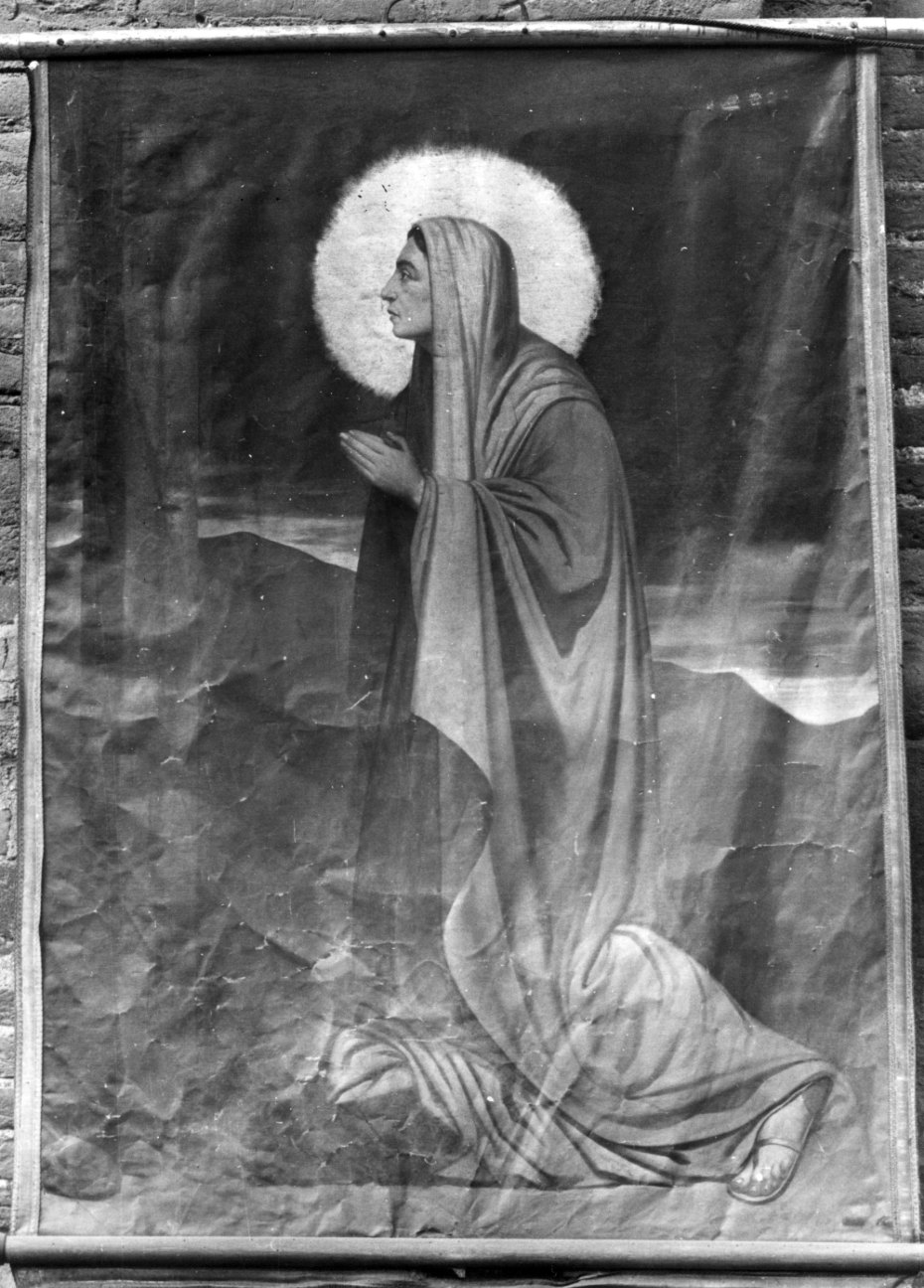 Madonna orante (dipinto, elemento d'insieme) di Odello Mario detto Cilin (fine sec. XIX)