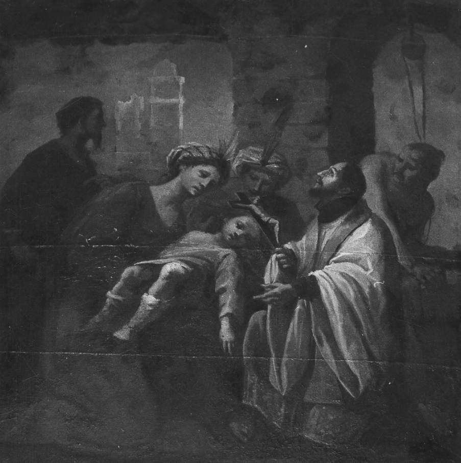 San Francesco Saverio resuscita un bambino (dipinto, elemento d'insieme) di Bruno Giulio, Bruno Giovanni Battista (secondo quarto sec. XVII)