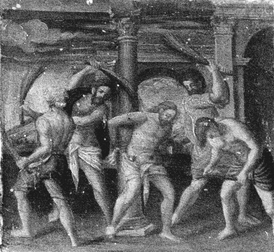 flagellazione di Cristo (dipinto, elemento d'insieme) - bottega piemontese, ambito piemontese (metà, primo quarto sec. XVI, sec. XVII)