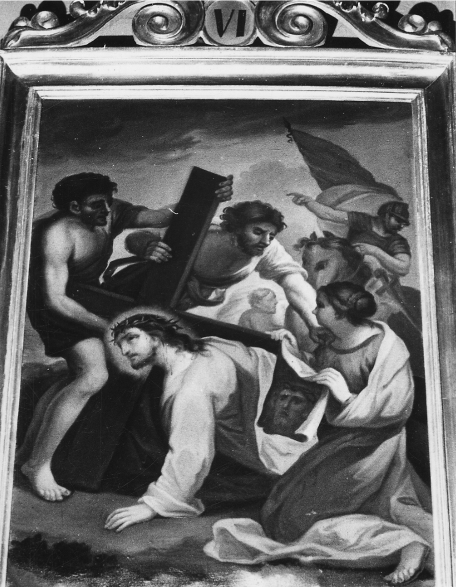 stazione VI: Gesù asciugato dalla Veronica (dipinto, elemento d'insieme) - ambito cuneese (seconda metà sec. XIX)