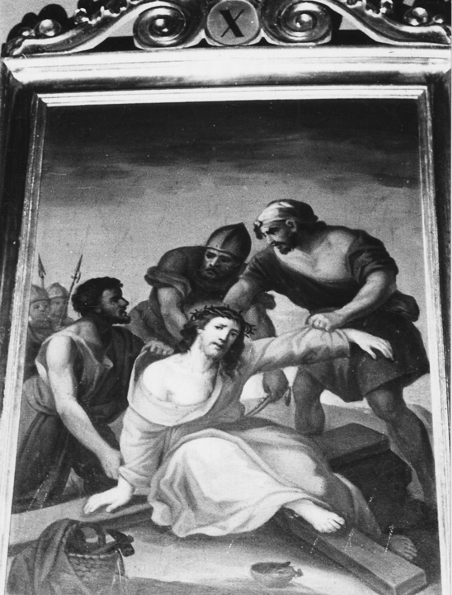 stazione X: Gesù spogliato e abbeverato di fiele (dipinto, elemento d'insieme) - ambito cuneese (seconda metà sec. XIX)