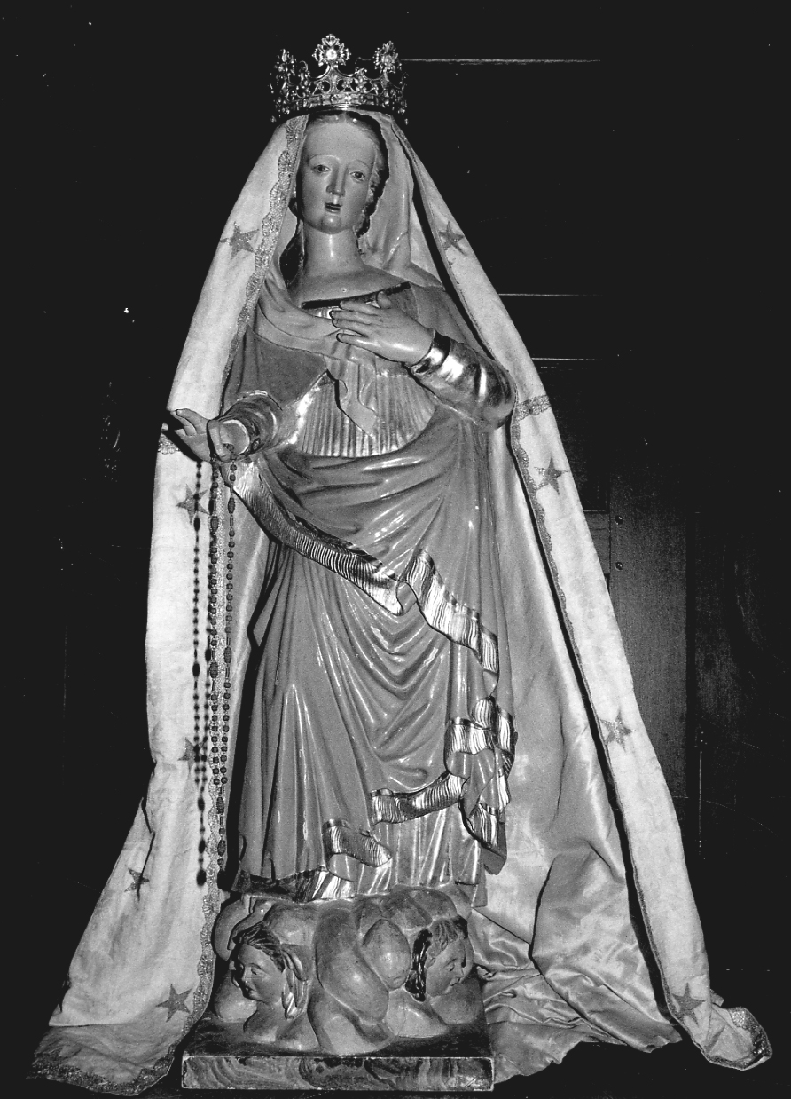 Madonna del Rosario, Madonna (statua, opera isolata) - bottega svizzera, bottega piemontese (sec. XV, sec. XVIII)