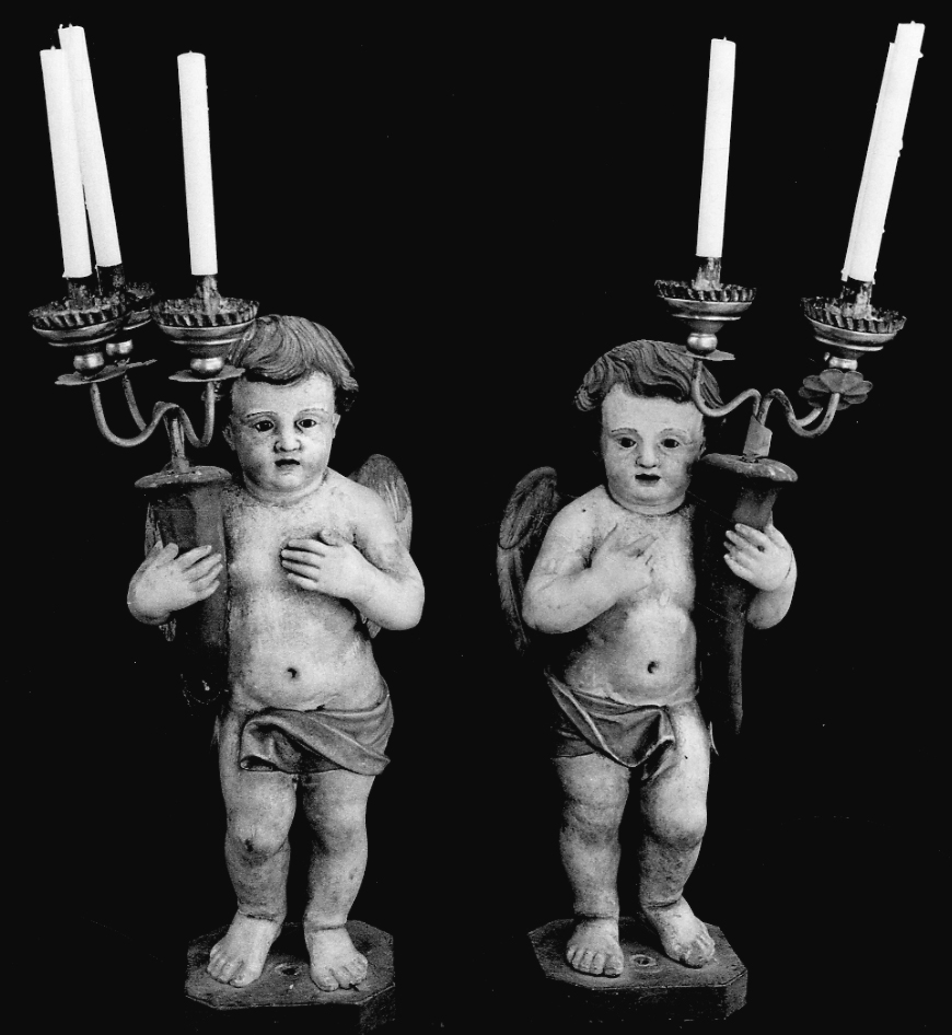 angelo reggicandelabro (candelabro - a statuetta, coppia) - bottega piemontese (inizio sec. XIX)
