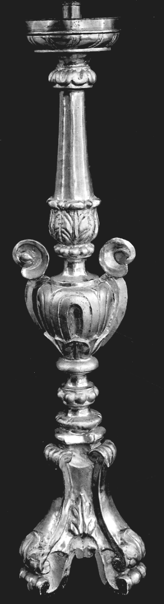 candelabro da chiesa, serie - bottega piemontese (prima metà sec. XIX)