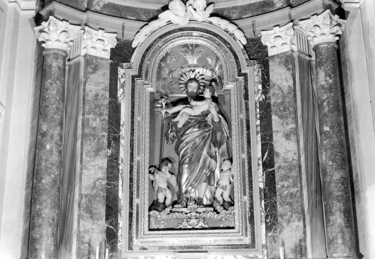 San Giuseppe e Gesù Bambino (gruppo scultoreo, opera isolata) - bottega piemontese (prima metà sec. XVIII)