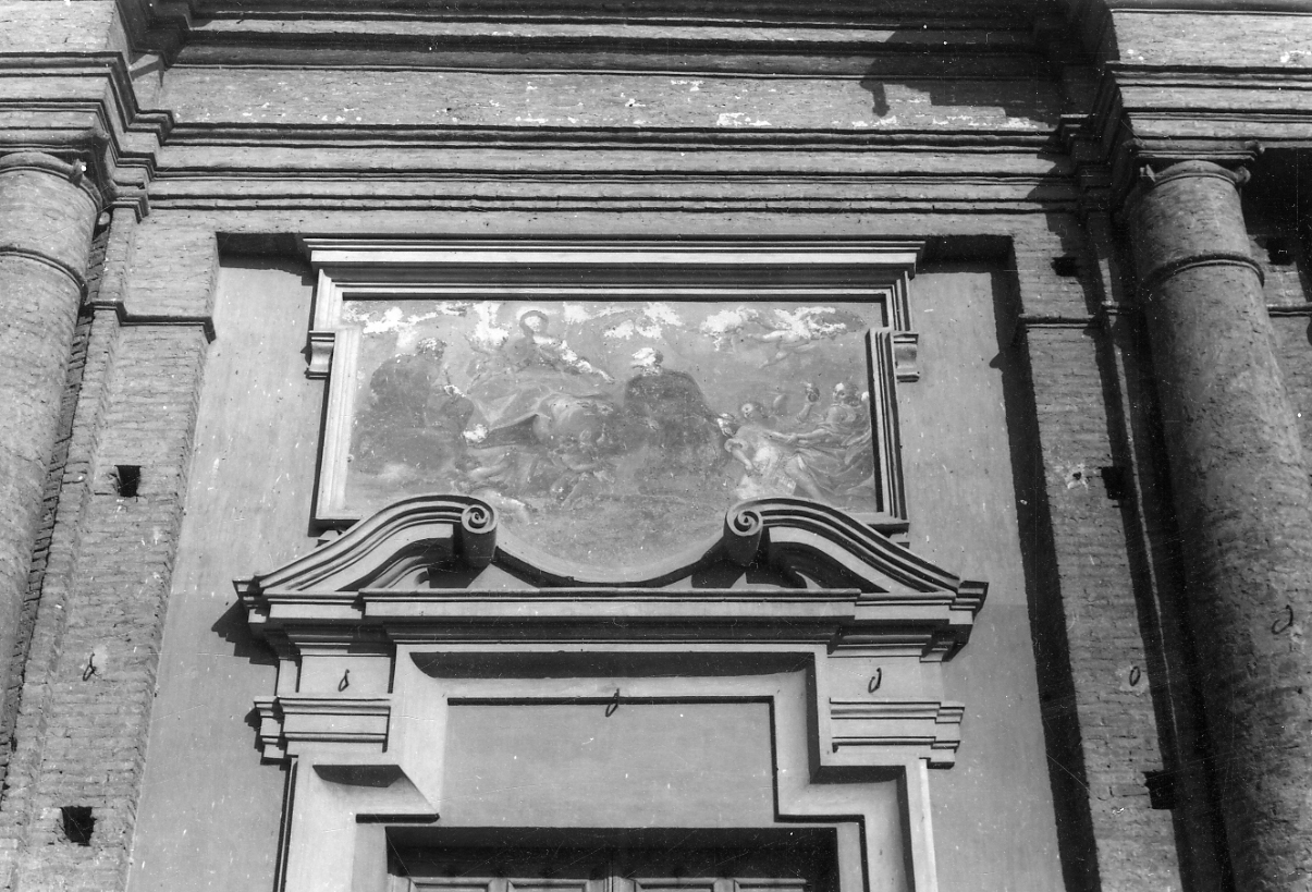 San Filippo Neri offre il disegno della chiesa alla Sacra Famiglia (dipinto, opera isolata) - ambito cuneese (secondo quarto sec. XVIII)