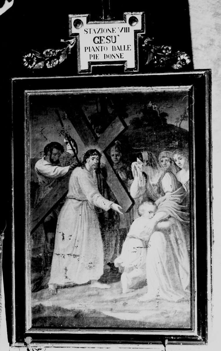 stazione VIII: Gesù consola le donne di Gerusalemme (dipinto, elemento d'insieme) di Piolla Giuseppe (metà sec. XIX)