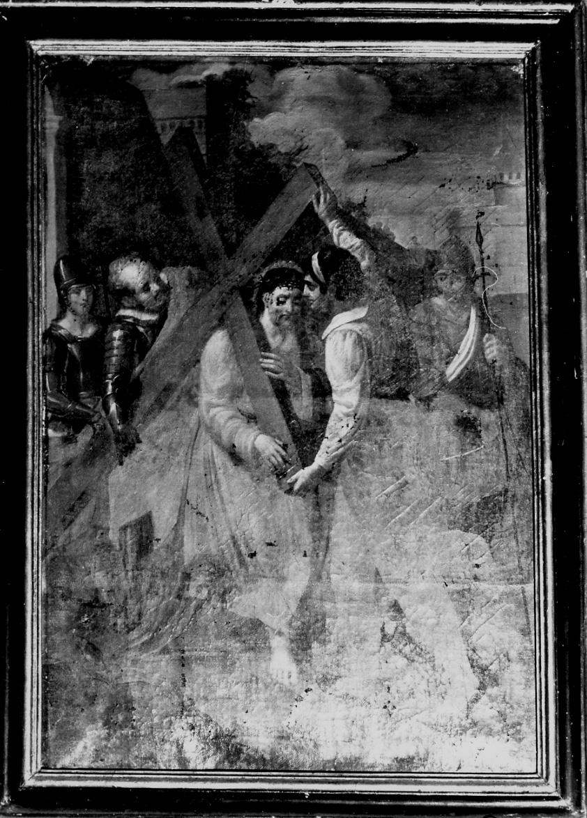 stazione II: Gesù caricato della croce (dipinto, elemento d'insieme) di Piolla Giuseppe (metà sec. XIX)