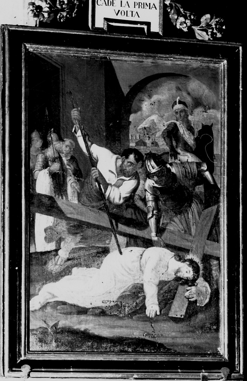 stazione III: Gesù cade sotto la croce la prima volta (dipinto, elemento d'insieme) di Piolla Giuseppe (metà sec. XIX)