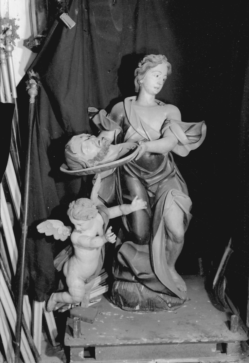 angelo con la testa di San Giovanni Battista sul piatto (statua, opera isolata) - bottega piemontese (sec. XVIII)