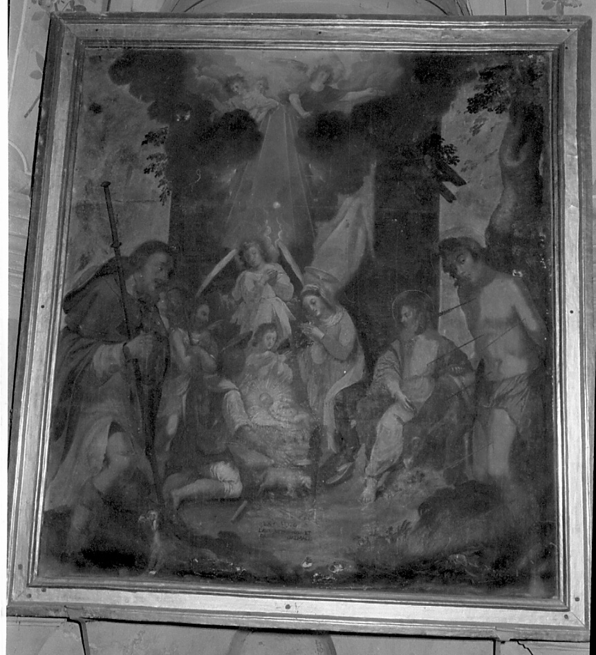 natività di Gesù, San Rocco e San Sebastiano (ex voto, opera isolata) - ambito piemontese (sec. XVIII)