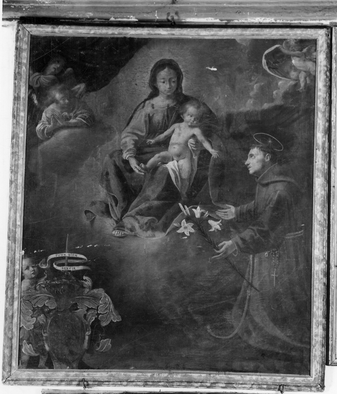 apparizione della Madonna con Bambino a Sant'Antonio da Padova (dipinto, opera isolata) di Claret Giovanni (attribuito) (prima metà sec. XVII)