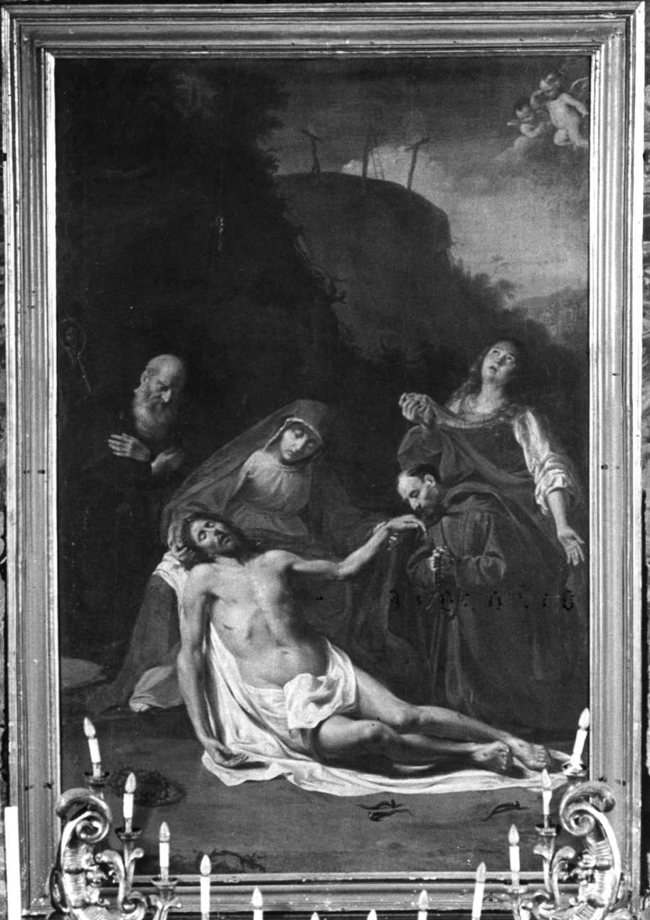 deposizione di Cristo dalla croce con la Vergine e Santi (dipinto, opera isolata) di Claret Giovanni (metà sec. XVII)