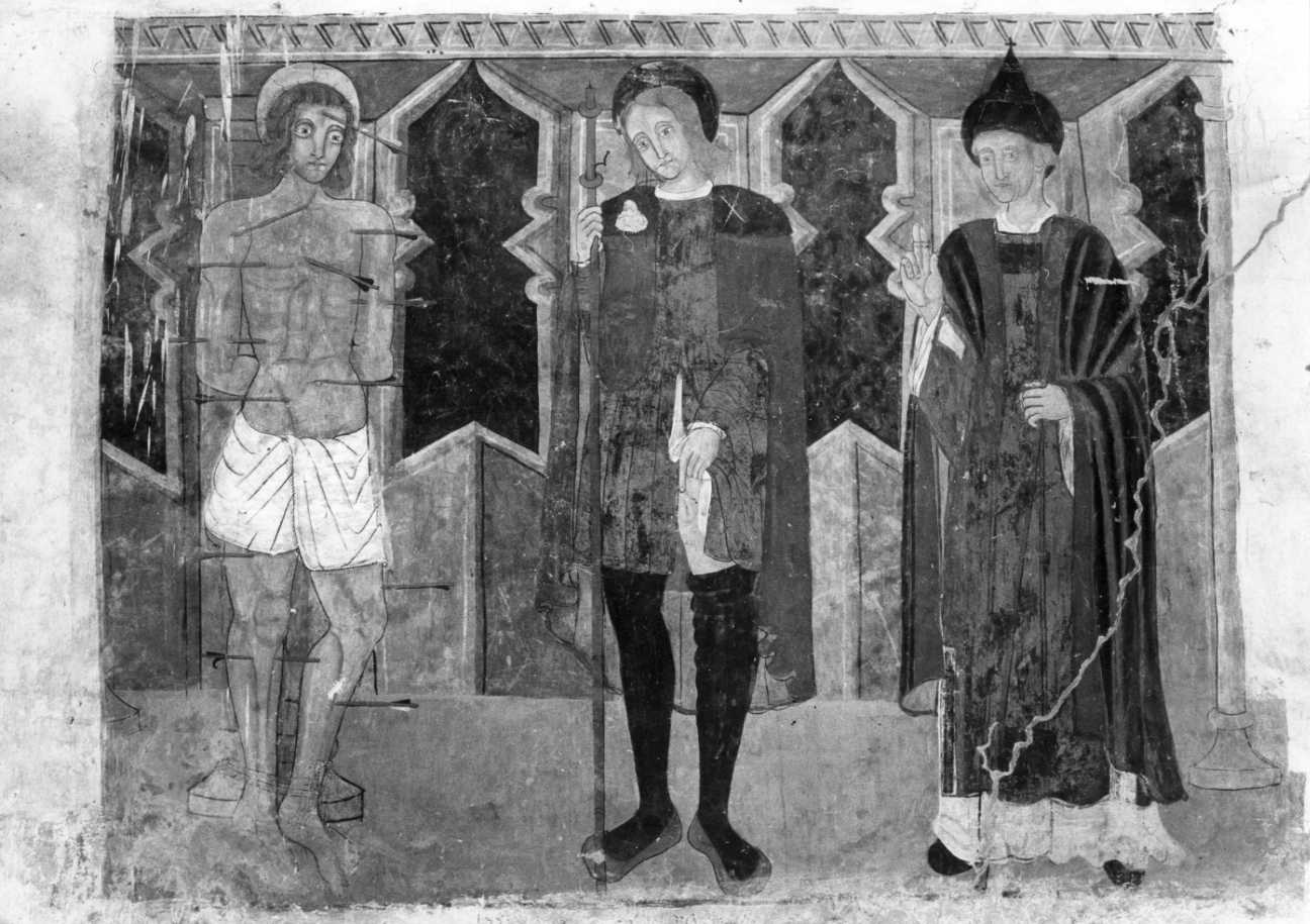 San Sebastiano, San Rocco e San Fabiano (dipinto, opera isolata) - ambito piemontese (sec. XV)