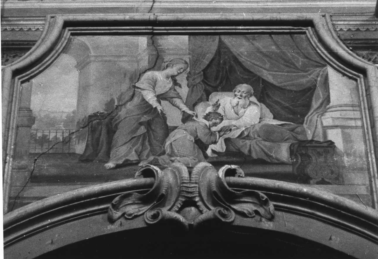 Isacco benedice Giacobbe (dipinto, elemento d'insieme) di Pozzi Giovanni Battista senior (prima metà sec. XVIII)