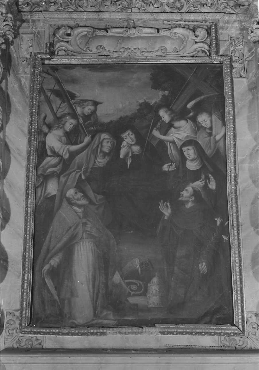 Madonna Addolorata con le pie donne, Sant'Antonio da Padova e santo papa (dipinto, opera isolata) - bottega cuneese (fine/inizio secc. XVII/ XVIII)