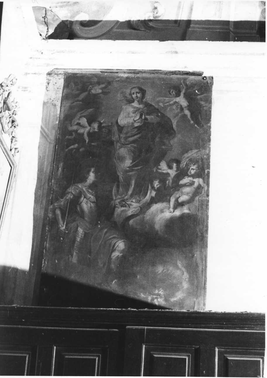 Madonna Immacolata, San Giorgio e angeli (dipinto, opera isolata) - ambito piemontese (prima metà sec. XVII)
