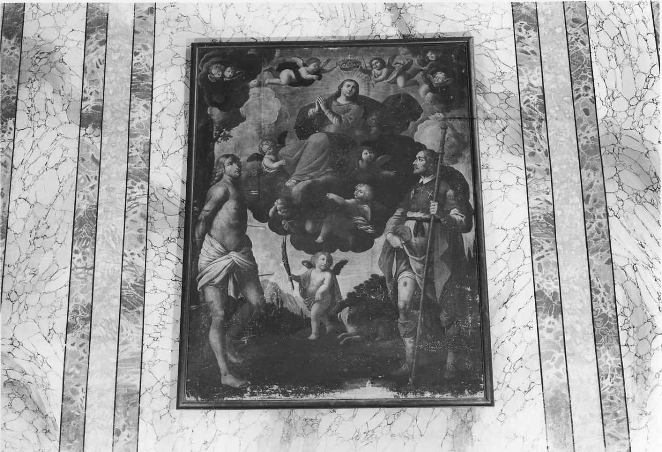 Madonna con San Sebastiano e San Rocco (dipinto, opera isolata) - ambito piemontese (sec. XVII)