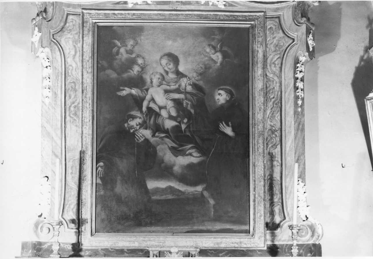 Madonna con Bambino, San Francesco d'Assisi e Sant'Antonio da Padova (dipinto, opera isolata) - bottega cuneese (seconda metà sec. XVIII)