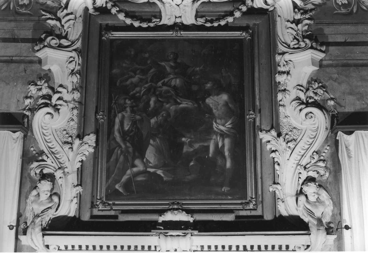 Madonna in gloria con San Giovanni Battista, San Sebastiano e santo vescovo (dipinto, opera isolata) - ambito piemontese (seconda metà sec. XVIII)