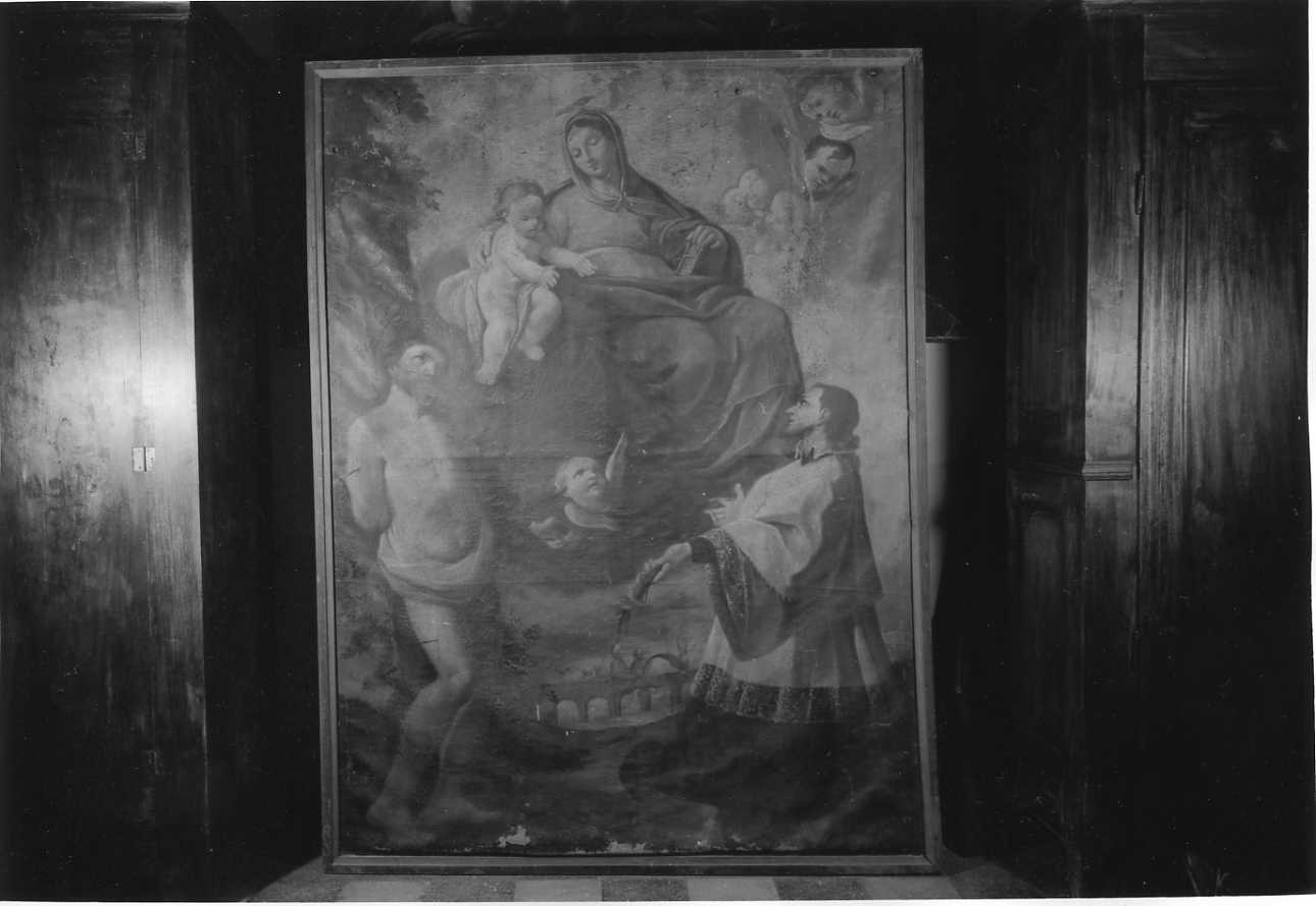 Madonna con Bambino, San Sebastiano e Santo (dipinto, opera isolata) - ambito cuneese (metà sec. XVIII)