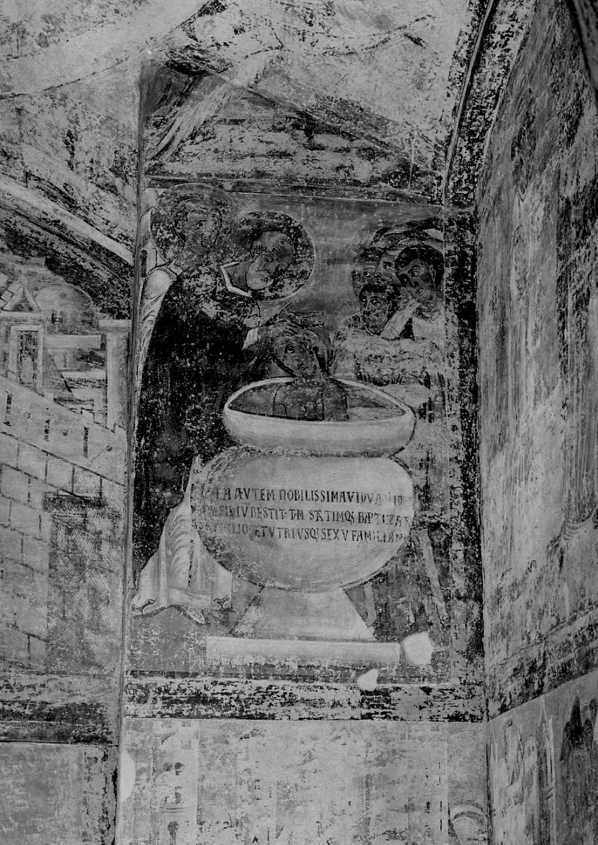 San Siro battezza la vedova di Verona (dipinto, elemento d'insieme) - ambito padano (seconda metà sec. XIII)