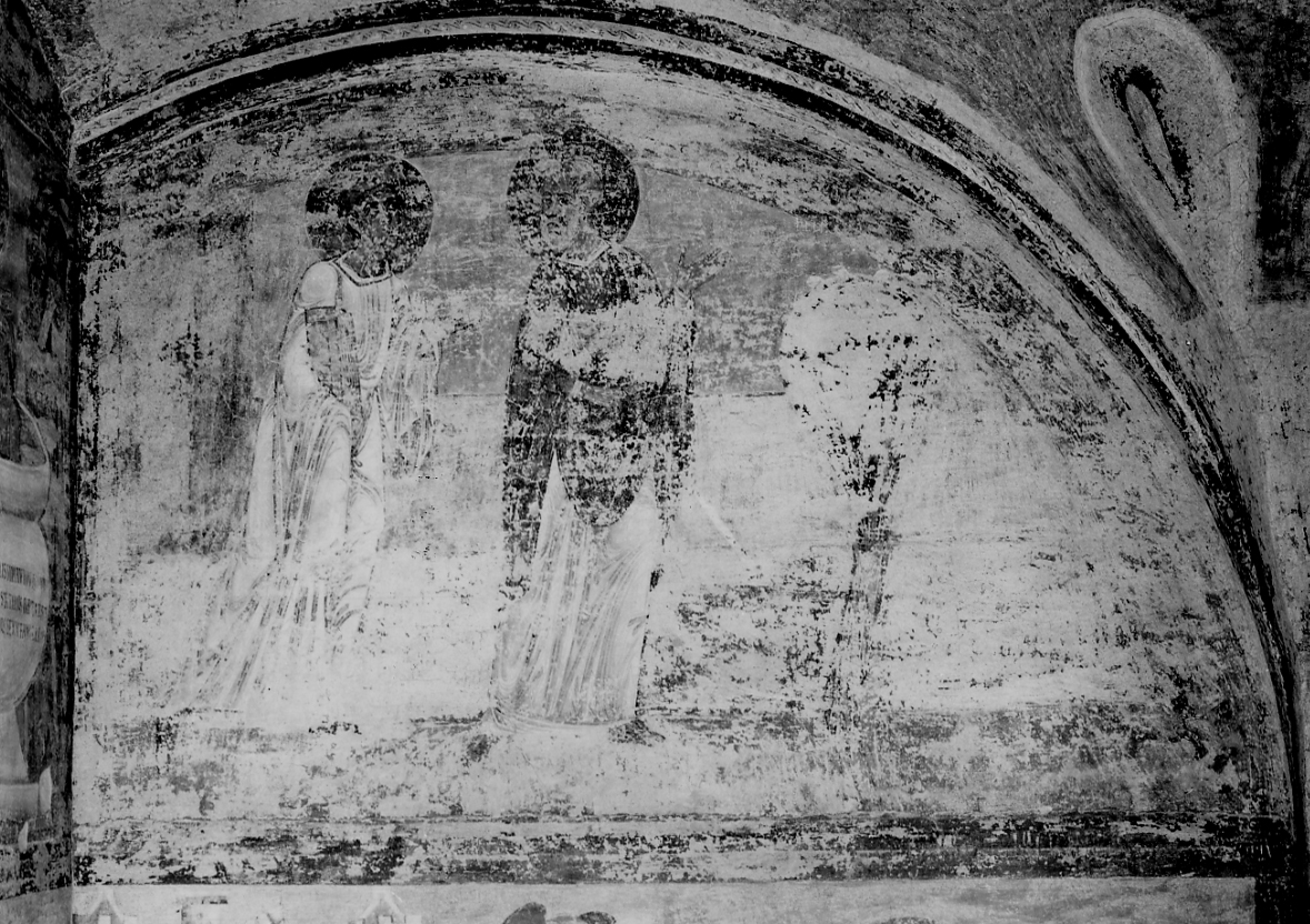 San Siro in viaggio con Invenzio da Verona a Pavia (dipinto, elemento d'insieme) - ambito padano (seconda metà sec. XIII)