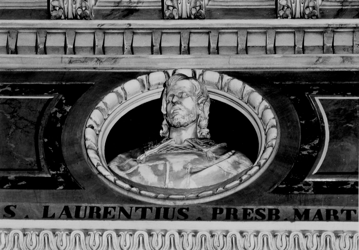busto di San Lorenzo martire (decorazione plastica, elemento d'insieme) di Argenti Giuseppe (terzo quarto sec. XIX)