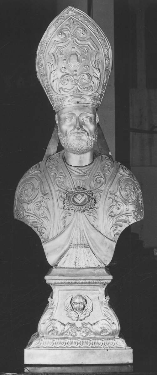 busto di santo (reliquiario - a busto, serie) - bottega novarese (metà sec. XIX)