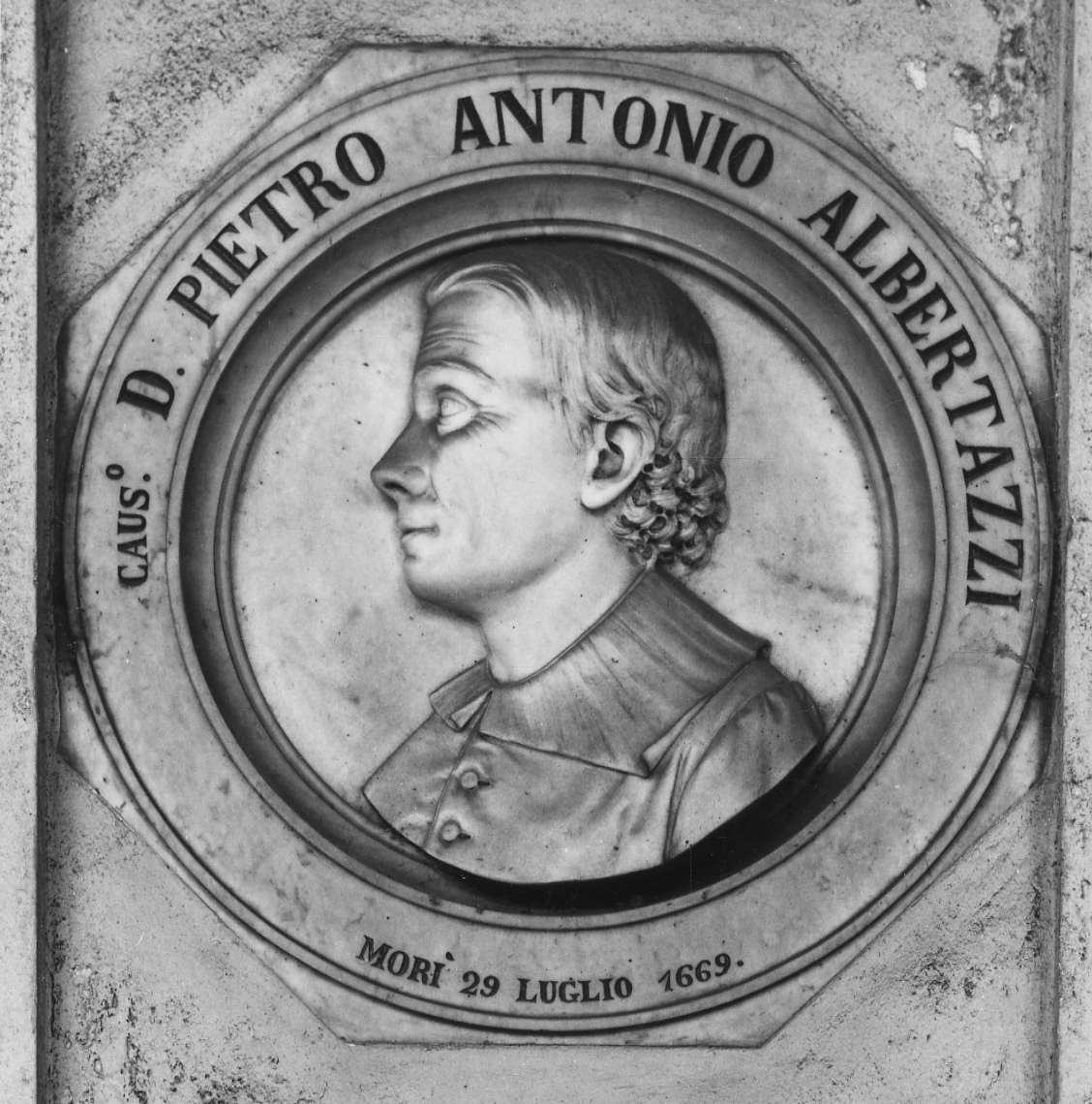 busto ritratto di Pietro Antonio Albertazzi (decorazione plastica, opera isolata) di Rondoni Alessandro (attribuito) (terzo quarto sec. XIX)