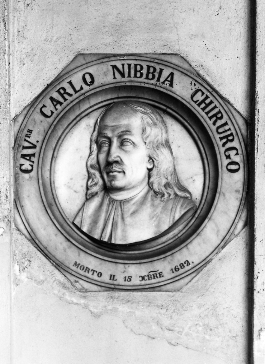 busto ritratto di Carlo Nibbia (decorazione plastica, opera isolata) di Rondoni Alessandro (attribuito) (terzo quarto sec. XIX)