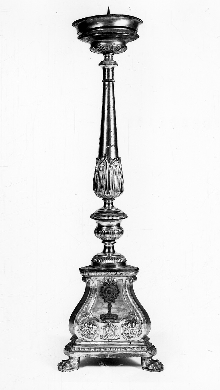candeliere da chiesa, serie - bottega novarese (prima metà sec. XIX)