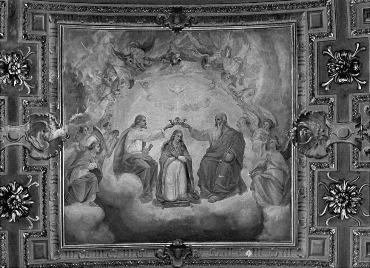 incoronazione di Maria Vergine (decorazione pittorica, elemento d'insieme) - ambito lombardo (fine/inizio secc. XIX/ XX)